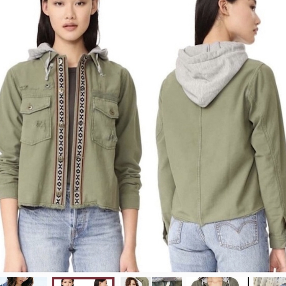 Free People Weekend Warrior Military Jacket Hood - Picture 7 of 9